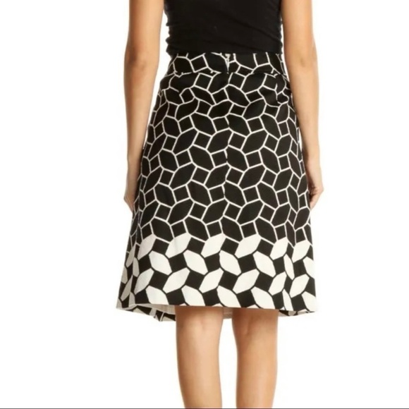 Talbots Sz 16 Pleat Front A Line Black White Texture Geometric Skirt Work Career - Picture 7 of 12